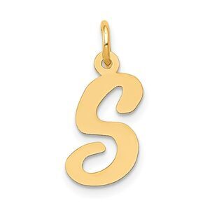 14k Yellow Gold, Madison Collection, Medium Script Initial S Pendant